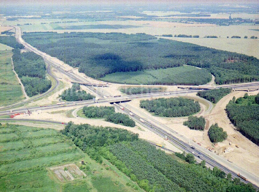 Luftbild Schönefeld / Brandenburg - Umbau des Autobahndreiecks Schönefeld am Berliner Ring in Brandenburg.