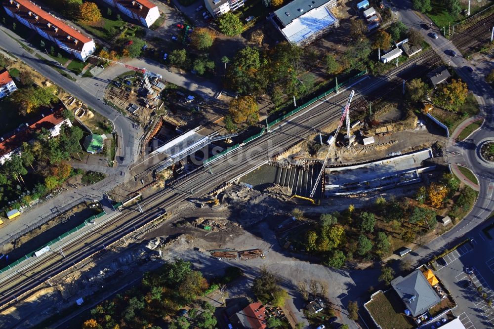 Luftbild Rangsdorf - Umbau des Bahnhofsbereiches in Rangsdorf im Bundesland Brandenburg