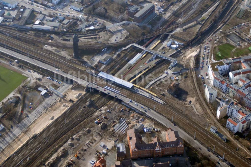 Luftaufnahme Berlin - Umbau des Bahnknotens Berlin - Ostkreuz nimmt erste Konturen an