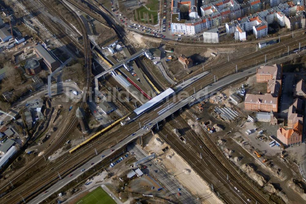 Luftaufnahme Berlin - Umbau des Bahnknotens Berlin - Ostkreuz nimmt erste Konturen an