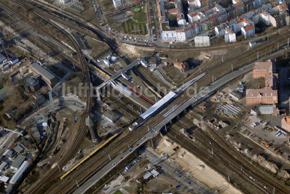 Berlin von oben - Umbau des Bahnknotens Berlin - Ostkreuz nimmt erste Konturen an