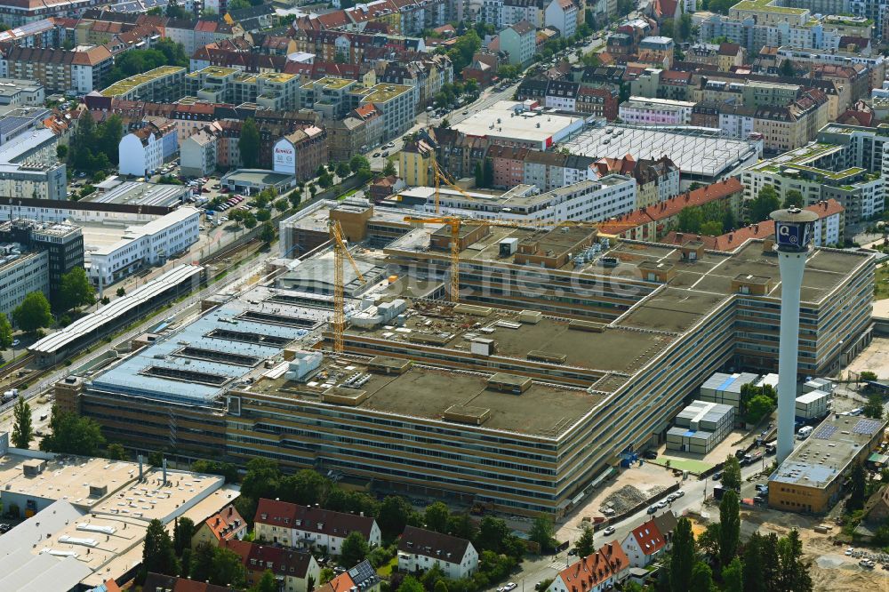 Nürnberg aus der Vogelperspektive: Umbau eines Büro- und Geschäftshauses The Q Quelle in Nürnberg im Bundesland Bayern, Deutschland