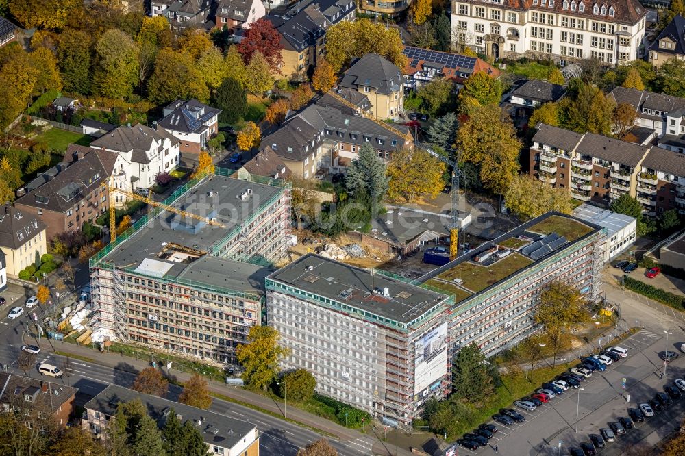 Luftbild Bottrop - Umbau eines Büro- und Geschäftshauses des RAG Gebäudes zum Bauknecht Quartier zwischen Böckenhoffstraße und Gleiwitzer Platz in Bottrop im Bundesland Nordrhein-Westfalen, Deutschland