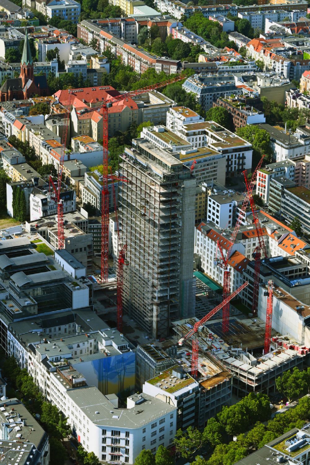 Luftbild Berlin - Umbau eines Büro- und Geschäftshauseskomplexes Fürst im Ortsteil Charlottenburg in Berlin, Deutschland