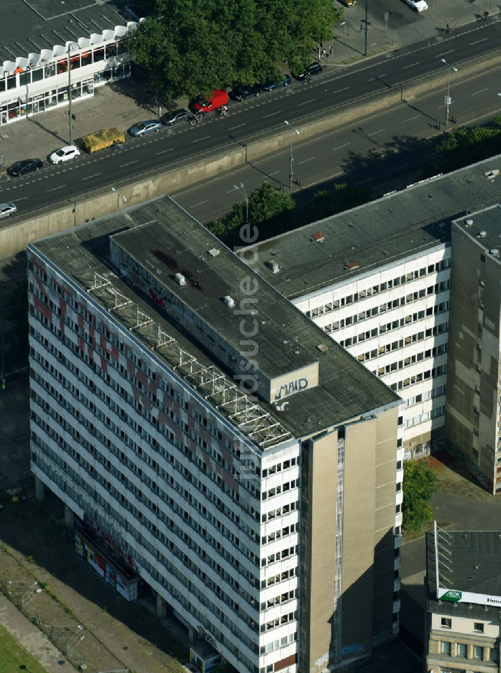 Berlin von oben - Umbau des ehemaligen Bürogebäudes Haus der Statistik im Ortsteil Mitte in Berlin, Deutschland