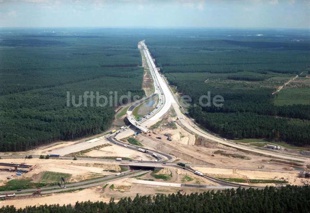 Luftaufnahme Zernsdorf / Brandenburg - Umbau- und Erweiterungs-Baustelle des Autobahndreieck Spreeau