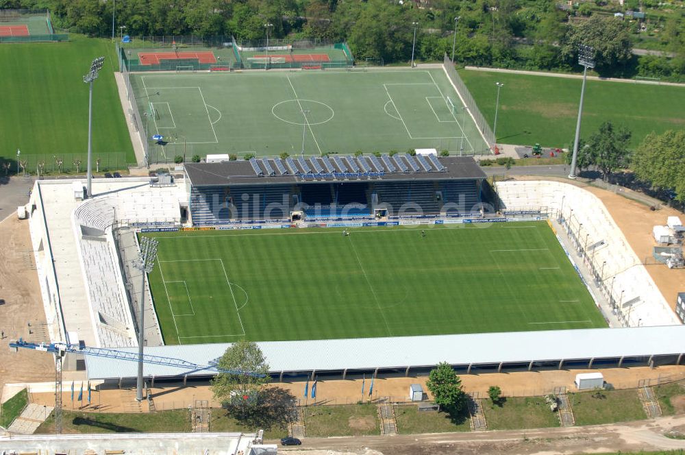 Luftbild Frankfurt Main - Umbau des Frankfurter Volksbank-Stadions (vormals Stadion Am Bornheimer Hang)