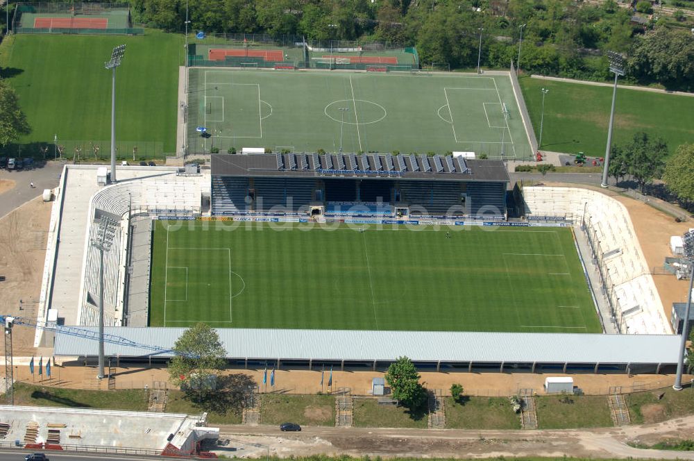 Frankfurt Main von oben - Umbau des Frankfurter Volksbank-Stadions (vormals Stadion Am Bornheimer Hang)