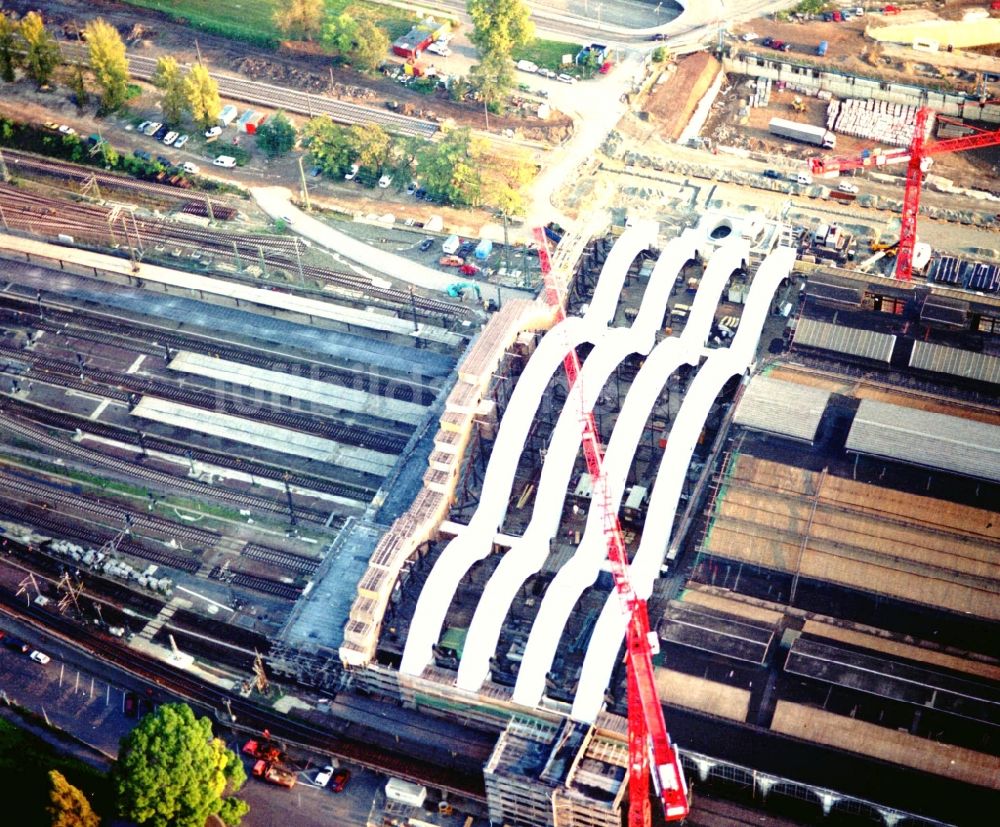 Luftaufnahme Dresden - Umbau des Hauptbahnhof Dresden der Deutschen Bahn in Dresden im Bundesland Sachsen, Deutschland