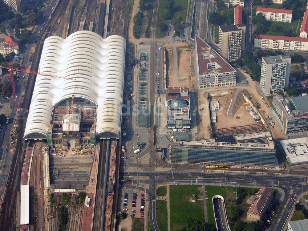 Luftbild Dresden - Umbau Hauptbahnhof Dresden der Deutschen Bahn in Dresden im Bundesland Sachsen, Deutschland