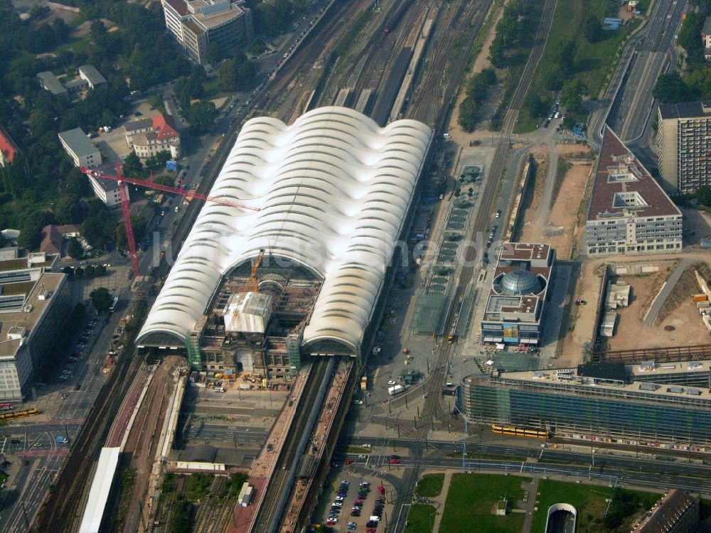 Luftaufnahme Dresden - Umbau Hauptbahnhof Dresden der Deutschen Bahn in Dresden im Bundesland Sachsen, Deutschland