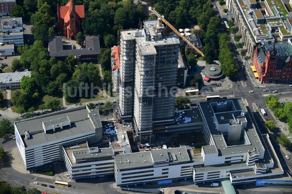 Berlin von oben - Umbau Hochhaus- Gebäude Steglitzer Kreisel im Bezirk Steglitz in Berlin