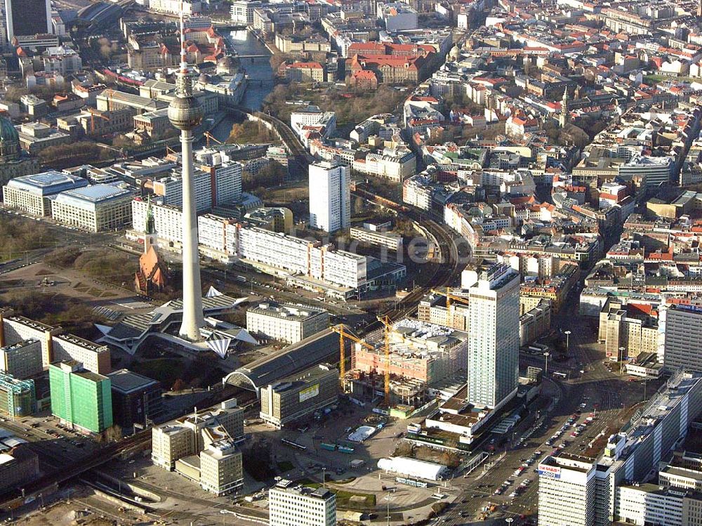 Luftaufnahme Berlin - Umbau des Kauf Hof Einkaufhauses Alexanderplatz Berlin