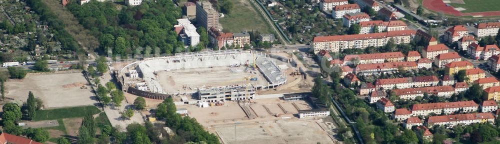 Halle / Saale aus der Vogelperspektive: Umbau des Kurt-Wabbel-Stadions in den neuen Erdgas Sportpark in Halle (Saale)