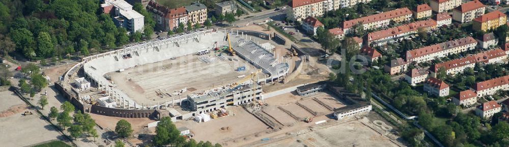 Luftaufnahme Halle / Saale - Umbau des Kurt-Wabbel-Stadions in den neuen Erdgas Sportpark in Halle (Saale)