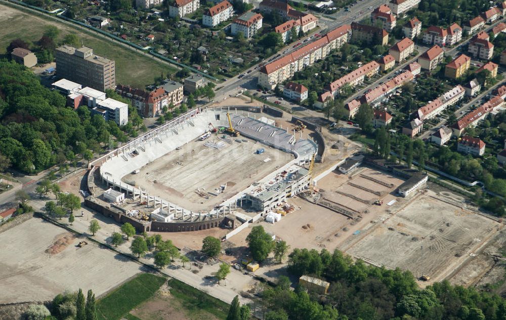 Halle / Saale von oben - Umbau des Kurt-Wabbel-Stadions in den neuen Erdgas Sportpark in Halle (Saale)