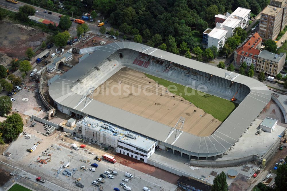 Luftbild Halle / Saale - Umbau des Kurt-Wabbel-Stadions in den neuen Erdgas Sportpark in Halle (Saale)