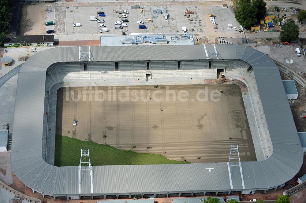 Luftaufnahme Halle / Saale - Umbau des Kurt-Wabbel-Stadions in den neuen Erdgas Sportpark in Halle (Saale)