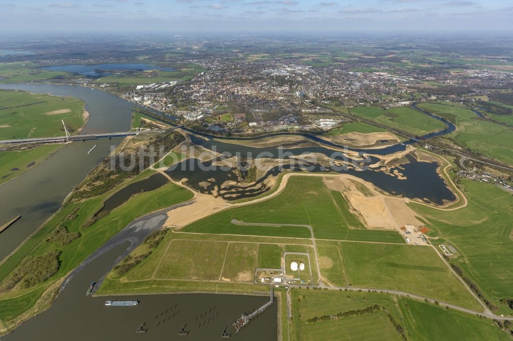 Luftbild Wesel - Umbau der Lippemündung bei Wesel in den Rhein und und Renaturierung von Uferbereichen bei Wesel im Bundesland Nordrhein-Westfalen