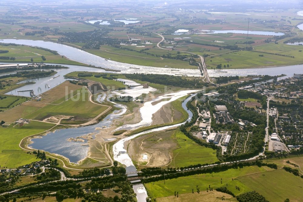 Luftbild Wesel - Umbau der Lippemündung bei Wesel in den Rhein und und Renaturierung von Uferbereichen bei Wesel im Bundesland Nordrhein-Westfalen