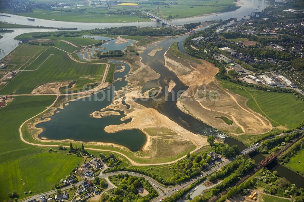 Luftaufnahme Wesel - Umbau der Lippemündung bei Wesel in den Rhein und und Renaturierung von Uferbereichen bei Wesel im Bundesland Nordrhein-Westfalen