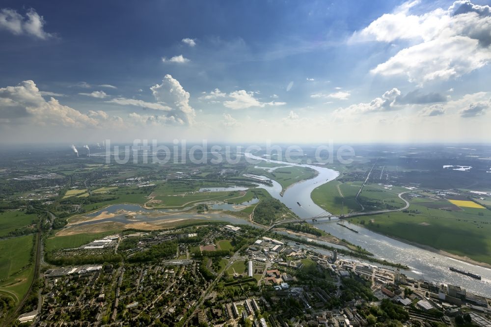 Wesel von oben - Umbau der Lippemündung bei Wesel in den Rhein und und Renaturierung von Uferbereichen bei Wesel im Bundesland Nordrhein-Westfalen