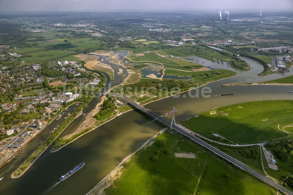 Luftbild Wesel - Umbau der Lippemündung bei Wesel in den Rhein und und Renaturierung von Uferbereichen bei Wesel im Bundesland Nordrhein-Westfalen