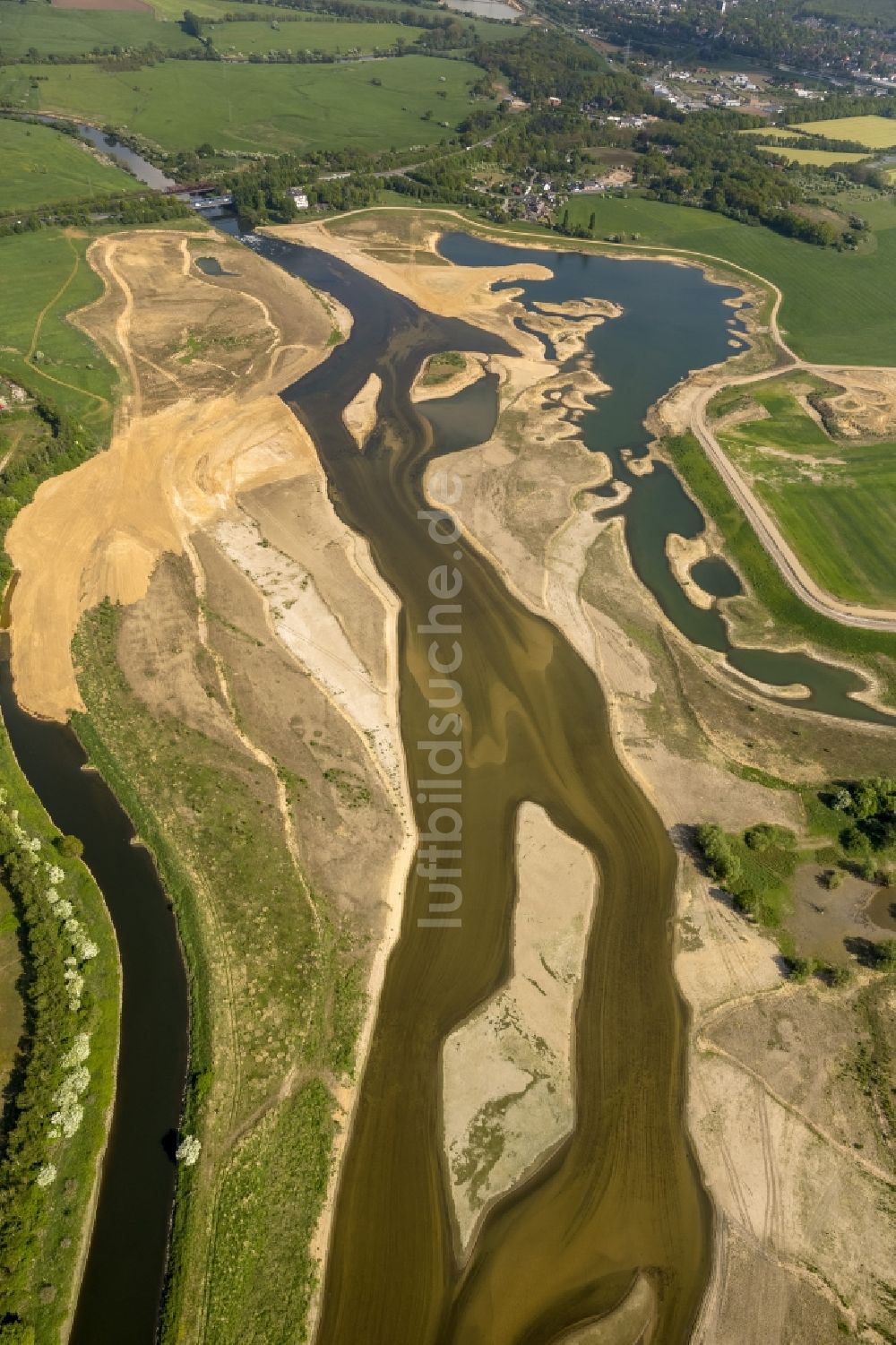 Luftbild Wesel - Umbau der Lippemündung bei Wesel in den Rhein und und Renaturierung von Uferbereichen bei Wesel im Bundesland Nordrhein-Westfalen