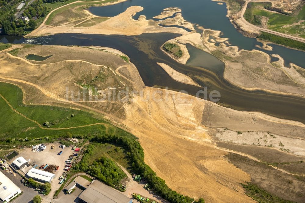 Luftaufnahme Wesel - Umbau der Lippemündung bei Wesel in den Rhein und und Renaturierung von Uferbereichen bei Wesel im Bundesland Nordrhein-Westfalen