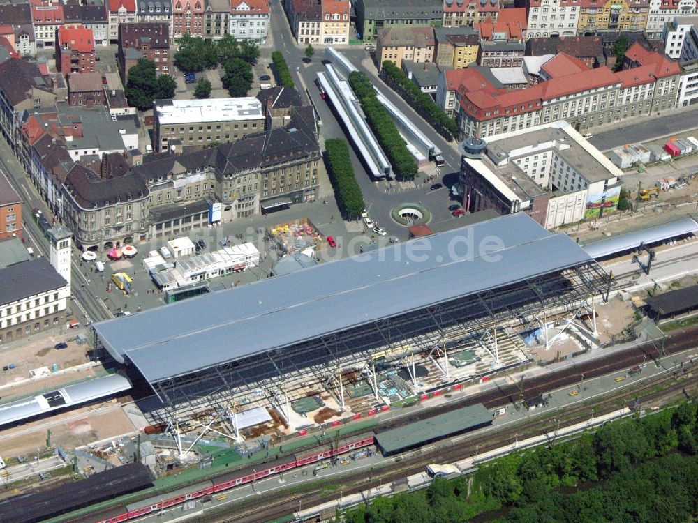 Luftbild Erfurt - Umbau und Modernisierung des Hauptbahnhof der Deutschen Bahn in Erfurt im Bundesland Thüringen, Deutschland