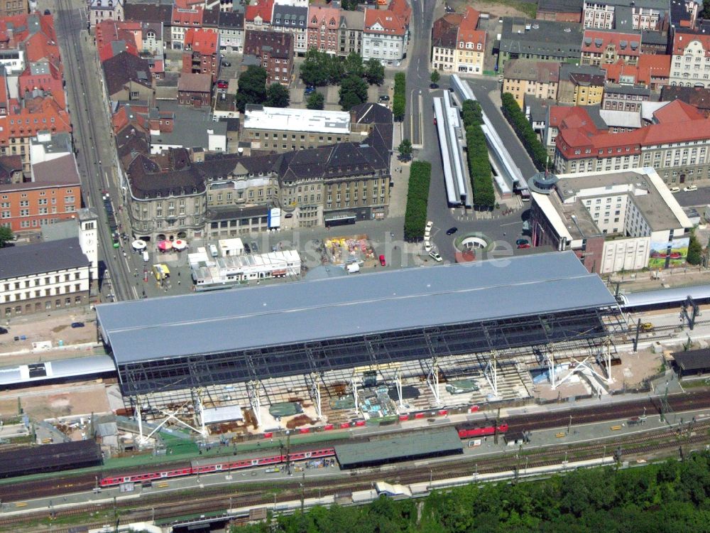 Luftaufnahme Erfurt - Umbau und Modernisierung des Hauptbahnhof der Deutschen Bahn in Erfurt im Bundesland Thüringen, Deutschland