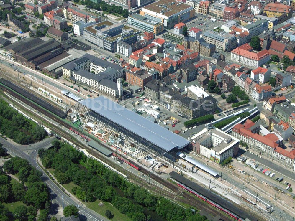 Luftbild Erfurt - Umbau und Modernisierung des Hauptbahnhof der Deutschen Bahn in Erfurt im Bundesland Thüringen, Deutschland