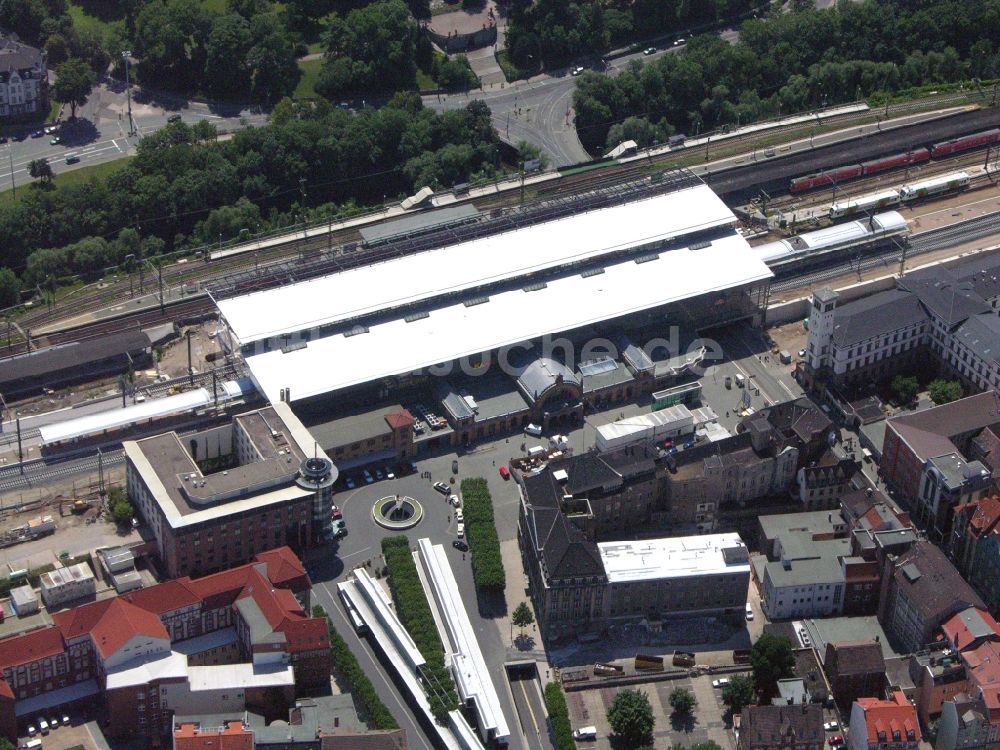 Luftbild Erfurt - Umbau und Modernisierung des Hauptbahnhof der Deutschen Bahn in Erfurt im Bundesland Thüringen, Deutschland