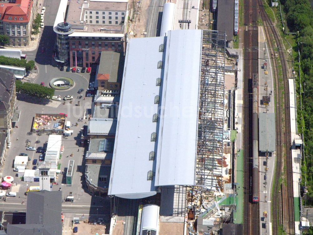 Erfurt von oben - Umbau und Modernisierung des Hauptbahnhof der Deutschen Bahn in Erfurt im Bundesland Thüringen, Deutschland