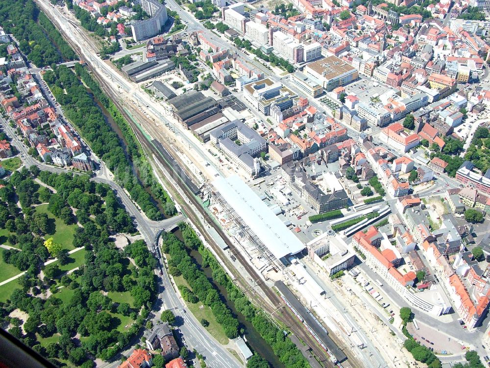 Luftbild Erfurt - Umbau und Modernisierung des Hauptbahnhof der Deutschen Bahn in Erfurt im Bundesland Thüringen, Deutschland