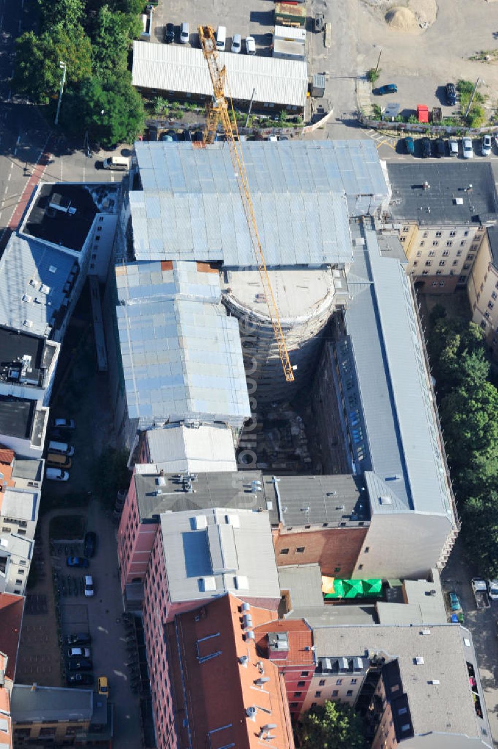 Luftbild Leipzig - Umbau und Modernisierung der Leipziger Stadtbibliothek am Wilhelm-Leuschner-Platz