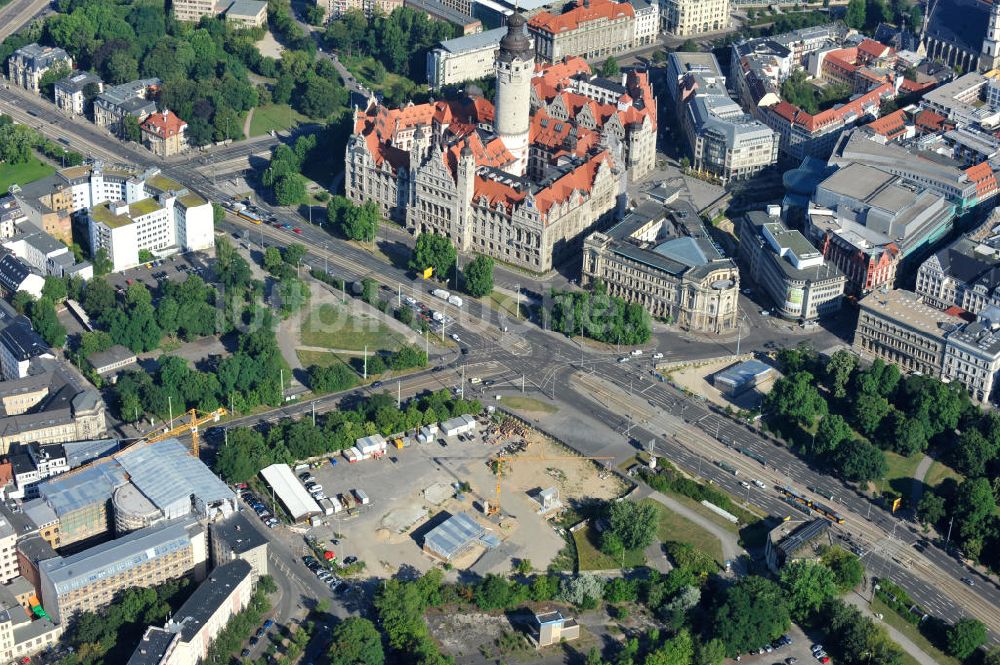 Leipzig von oben - Umbau und Modernisierung der Leipziger Stadtbibliothek am Wilhelm-Leuschner-Platz