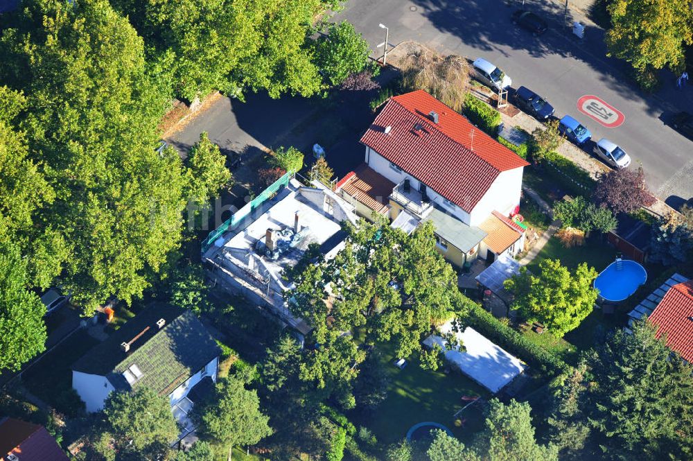 Berlin Niederschönhausen von oben - Umbau Platanenstraße Pankow Berlin