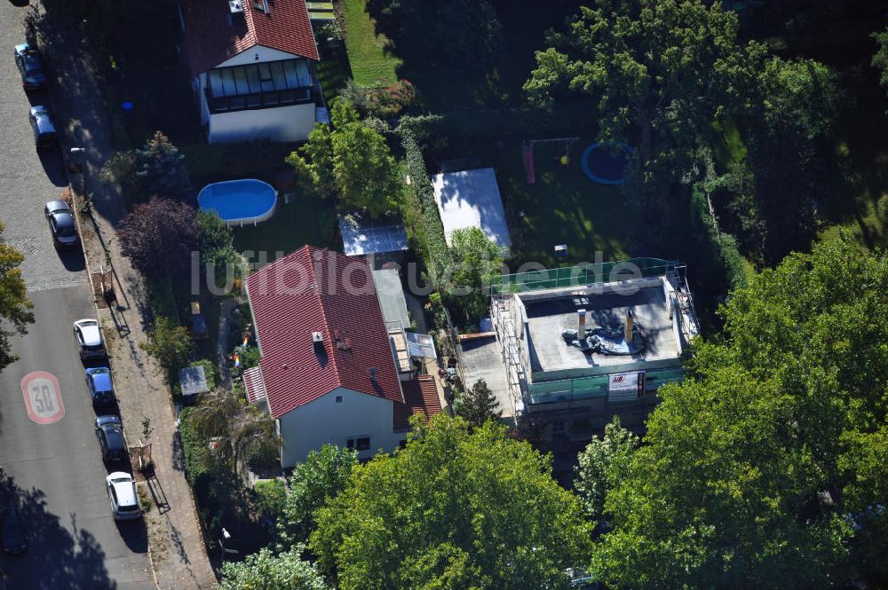 Berlin Niederschönhausen von oben - Umbau Platanenstraße Pankow Berlin