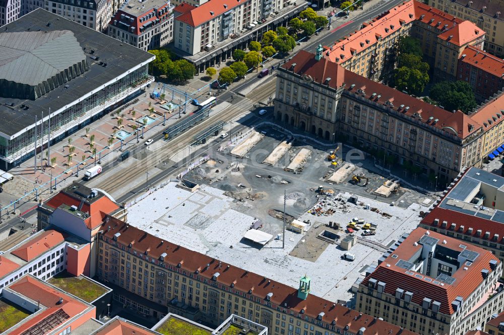 Dresden von oben - Umbau des Platz- Ensemble Altmarkt in Dresden im Bundesland Sachsen, Deutschland