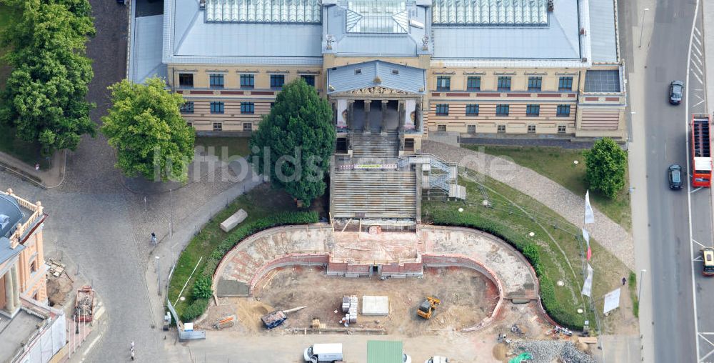 Luftbild Schwerin - Umbau- und Restaurationsarbeiten am Emsemble des Alten Garten in Schwerin