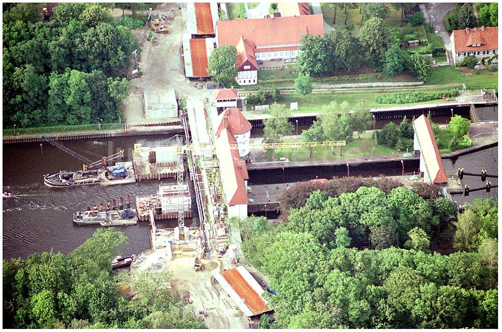 Klein-Machnow aus der Vogelperspektive: Umbau der Schleusenanlage in Klein-machnow am Teltowkanal