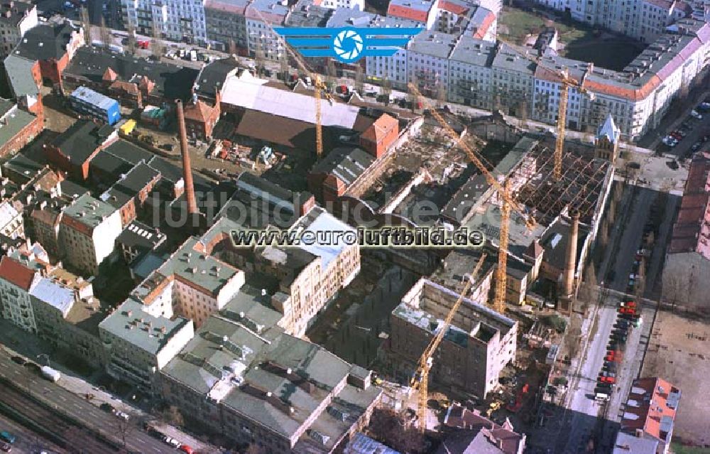 Luftaufnahme Berlin - Prenzlauer Berg - Umbau der Schultheiß-Brauerei an der Schönhauser Allee.