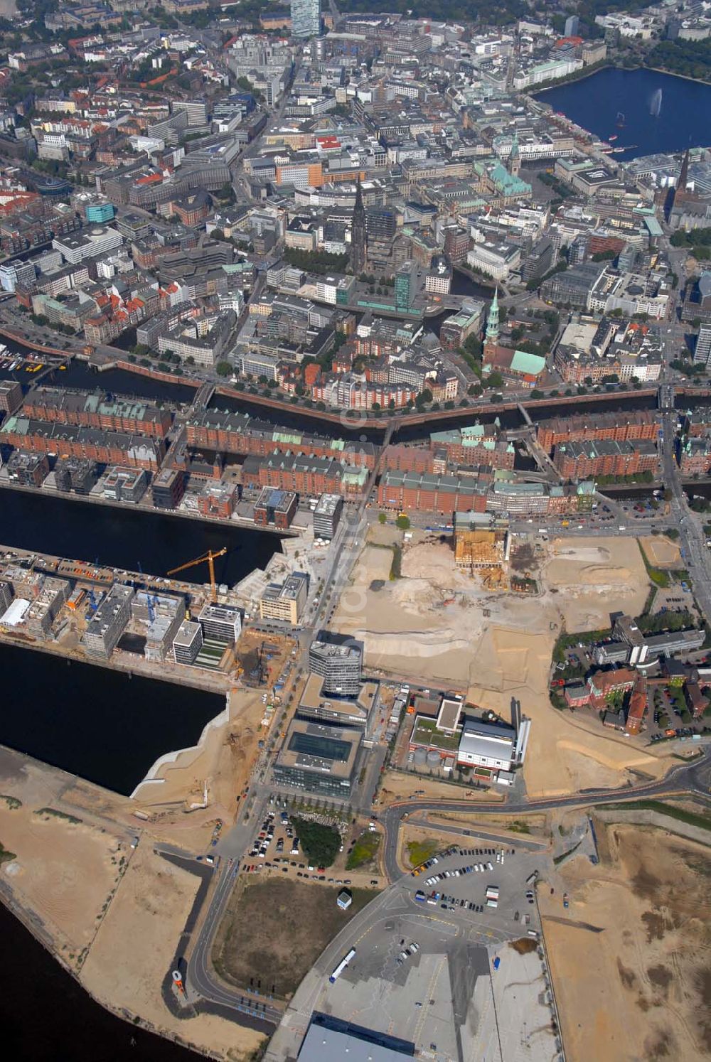 Luftaufnahme Hamburg - Umbau der Speicherstadt