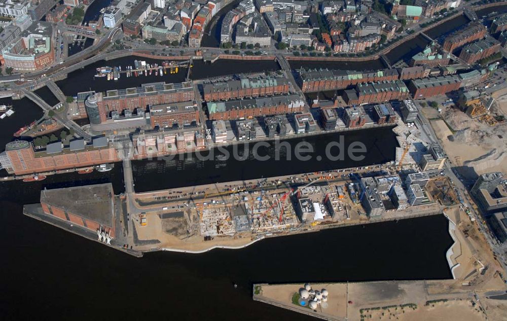 Hamburg aus der Vogelperspektive: Umbau der Speicherstadt