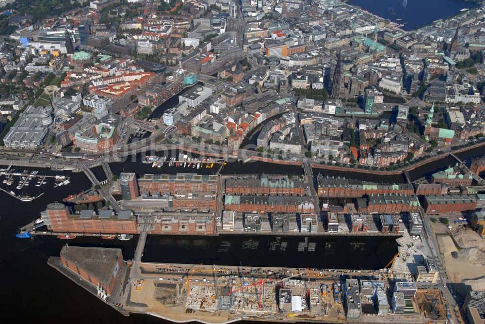 Luftaufnahme Hamburg - Umbau der Speicherstadt