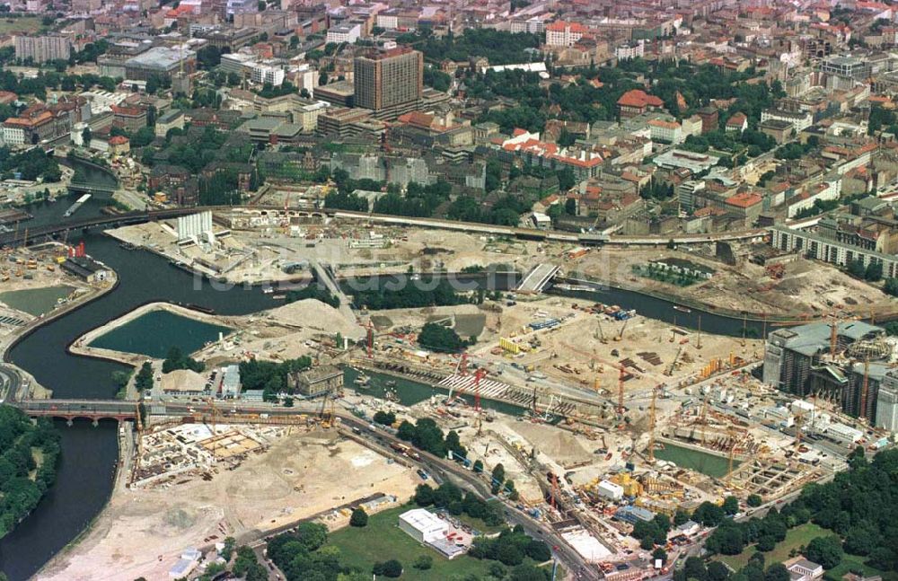 Luftbild Berlin - Tiergarten - Umbau des Spreebogens und des Berliner Reichstages