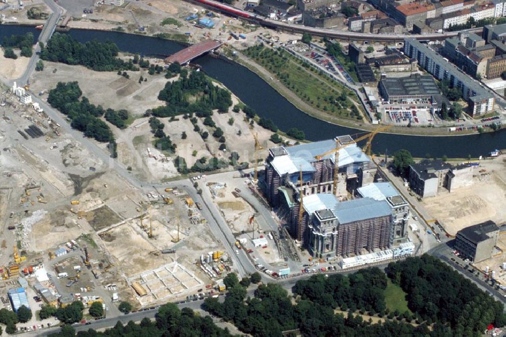 Berlin / Tiergarten von oben - Umbau des Spreebogens am Berliner Reichstages zum Regierungsviertel in Berlin / Tiergarten 1995