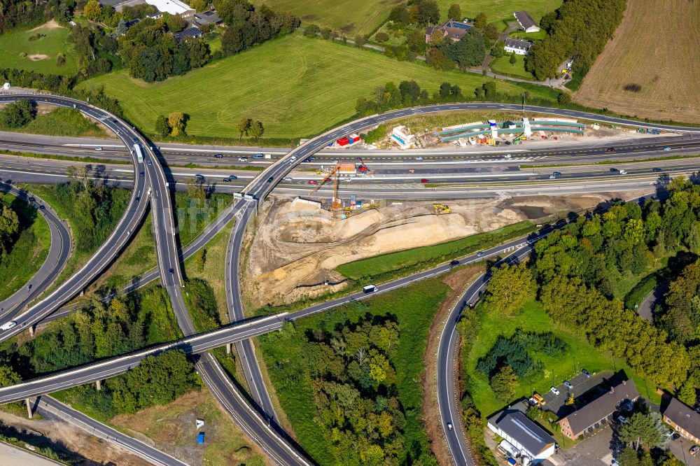 Luftbild Duisburg - Umbau uns Sanierung Autobahnkreuz Kaiserberg in Duisburg im Bundesland Nordrhein-Westfalen