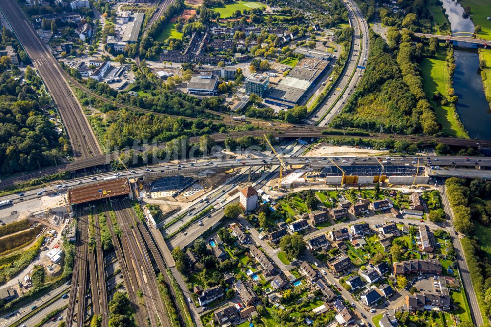 Luftbild Duisburg - Umbau uns Sanierung Autobahnkreuz Kaiserberg in Duisburg im Bundesland Nordrhein-Westfalen